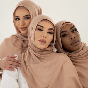 売れ筋プレミアムシフォンヒジャーブパントン色コットンジャージーインナーセットキャップアンダースカーフ - Product Image 2