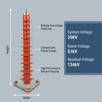 Parafoudre à oxyde d'aluminium haute tension 35 kV pour la distribution électrique extérieure HY5WZ-51/134