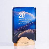 Plaque en verre cristal avec impression couleur sur base en bois, récompenses de bureau personnalisées, certificat, décoration, souvenir d'entreprise, cadeau