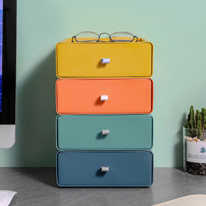 Desktop cosmetic storage box, color-blocked drawer <b>shelf</b>, student desk stationery storage box, office organization - Product Image 1