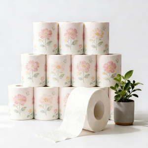 Rouleau de papier toilette imprimé en pâte de bois vierge avec mandrin, 15g x 2 plis, 105mmH, pour usine OEM ODM, vente en gros - Product Image 1