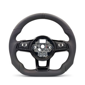 Volant Sport en Cuir à Fond Plat pour VW Volkswagen <span class=keywords><strong>Golf</strong></span> 5 6 7 7.5 R MK5 MK6 MK7 GTI Polo Passat B6 B7 Jetta Transporter - Product Image 1