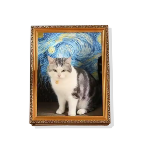 Lukisan minyak dapat diganti latar belakang malam berbintang 3D bingkai foto stereoskopik kucing tiang penggaruk dengan papan garuk