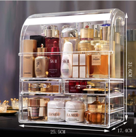 Organisateur de maquillage en acrylique transparent, boîte de rangement pour cosmétiques, soins de la peau, grand organisateur de cosmétiques en plastique à plusieurs niveaux, rond, rectangulaire