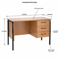 Escritorio para Profesor con 3 Cajones, Lateral Derecho con Cerradura, Estructura de Acero Resistente, 1200x600x750mm, Suministro al por Mayor para Proyectos Escolares