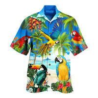 Sommer Blumen Papagei 3D gedruckt Hawaii hemd Einreiher Kurzarm für Männer und Frauen Mode Bluse Kleidung