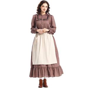 Disfraz de Mujer Pionera Colonial de la Pradera para Halloween, Vestido Victoriano Floral Marrón, Estilo Pastoral Medieval, Disfraz de Campesina, Conjunto de Cosplay - Product Image 2
