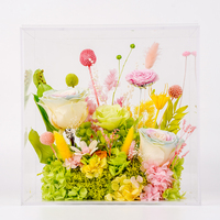 Vente en gros de roses éternelles colorées faites à la main dans une boîte en acrylique, cadeaux pour la Saint-Valentin et la fête des mères