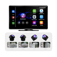 Système de caméra de recul 360° avec capteurs de stationnement, écran portable 9 pouces IPS, Carplay, Android Auto, navigation GPS