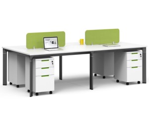 Modern Office Team Work <b>Desk</b> Modular Computer Laptop Station Table Set with Stainless Steel and Screen Partition - Product Image 2