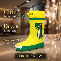 Bottes de pluie populaires pour enfants en EVA léger, semelle antidérapante, motif dinosaure de dessin animé, pour les vacances, le quotidien et les activités extérieures par temps humide