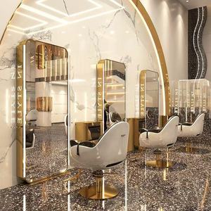Espejo de pie para salón <span class=keywords><strong>EMMA</strong></span> - Espejo de acero inoxidable con LED de doble cara para peluquería y estilismo - Product Image 4
