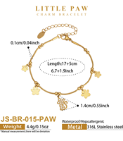 Gelang Pesona JinSpark Baja Tahan Karat 316L Berlapis Emas 18K Rantai Tautan yang Dapat Disesuaikan Zirkon Bening 5A Perhiasan Cakar Bunga Hadiah