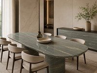 Dalles de marbre vert McLaren polies, découpées sur mesure pour les plans de toilette, les lavabos, les îlots de cuisine et les plateaux de tables consoles