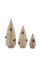 Sapins de Noël avec base en bois | Variétés orange, verte et or pailleté |   Décorations de Noël vintage pour la maison et le bureau