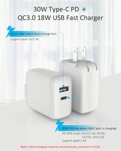 อะแดปเตอร์ชาร์จโทรศัพท์แบบพกพา USB-C PD 30W GaN ชาร์จเร็ว 2 พอร์ต สำหรับ Android - Product Image 2