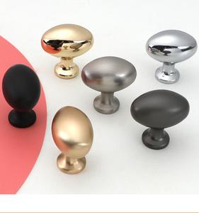Poignées de tiroir rondes ovales en or brillant noir pour meubles de placard, style scandinave, petites poignées - Product Image 2