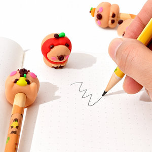 Lápices de madera HB con diseño de capibara 3D, goma de borrar y figuras de frutas (naranja y manzana) para estudiantes, kit de regalo de papelería para <span class=keywords><strong>dibujo</strong></span> y escritura. - Product Image 2