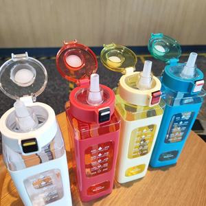 Creativo e di alta qualità in plastica per celebrità di Internet quadrato sport e Fitness paglia tazza da 900ml bottiglia d'acqua con cinturino - Product Image 5