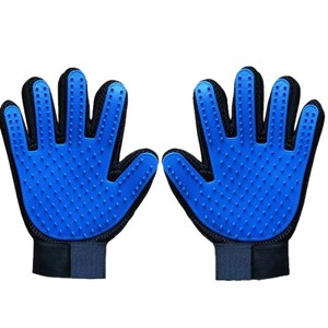 Gants de toilettage pour animaux de compagnie, brosse en silicone pour enlever les poils, pour petits chiens, peigne de massage, couleur bleue - Product Image 1