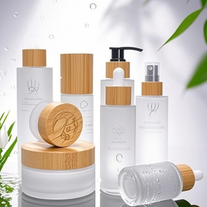 Custom Empty Bamboo Cosmetic Packaging Cream <b>Container</b> 30ml 50ml 100ml <b>Clear</b> Frosted Wooden Glass Jar With Bamboo Lid - Product Image 5