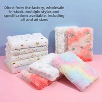 Carnet de notes tendance en peluche tie-dye motif étoile bronzante, design attrayant, en tissu pelucheux, pour étudiant, petit et frais