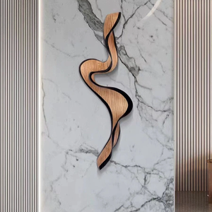 Decorazione Murale in Legno con Motivo a Onde, Scultura Curva in Legno per <span class=keywords><strong>Soggiorno</strong></span> e <span class=keywords><strong>Arredamento</strong></span> Casa - Product Image 1