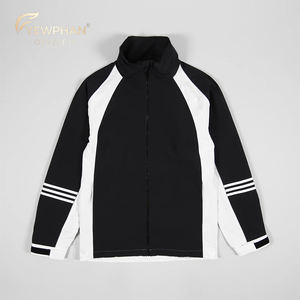 เสื้อแจ็คเก็ตกันลมแบบแพทช์เวิร์คสั่งทำพิเศษ แจ็คเก็ตกันน้ำสำหรับกิจกรรมกลางแจ้งแบบทูโทน สีดำและสีขาว - Product Image 1