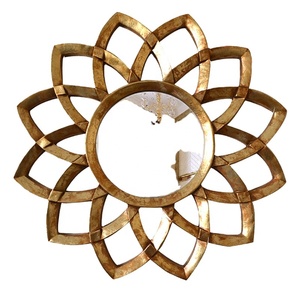 Nhựa Sunburst Thiết Kế Treo Tường Nhà Gương Trong Màu Vàng Cổ - Product Image 1