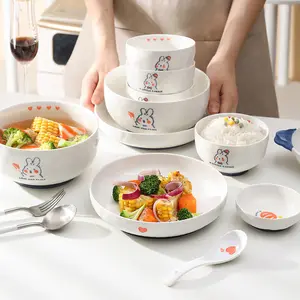 japanese children cutlery cute cloud rabbit fine china dinnerware set ceramic cookie plate