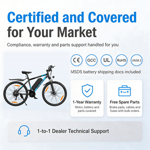 Bicicleta Eléctrica de Montaña de 27.5 Pulgadas, 250 W, CE, 48 V, 13 Ah, 21 Velocidades, Pantalla LCD, Frenos de Disco, 55 NM, Colores Azul y Rojo, Venta al por Mayor en Tiendas de Bicicletas - Product Image 4