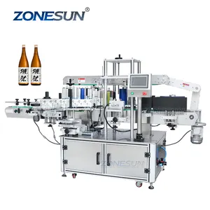 Zonesun ZS-TB990 Automatische Cosmetische Dubbelzijdig Ronde Platte Vierkante Ovale Fles Etikettering Machine