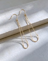 Boucles d'oreilles pendantes Lerca en or véritable 18 carats, motif os de serpent et chaîne croisée, style coréen minimaliste, double chaîne, bijoux fins pour femmes, vente en gros
