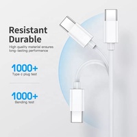 Cable de Carga Rápida USB Tipo C a USB Tipo C de 1M 3.3 FT PD 60W 3A Premium para iPad, iPhone, Samsung, Tablet, Portátil