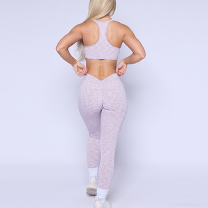 Ensembles d'entraînement de fitness femmes Twist Racer Back Bra Scrunch Bum Leggings ensembles de gymnastique de luxe - Product Image 3