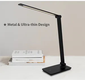 Vente chaude et compétitif lampe de lecture Led en aluminium lampe de Table de bureau LED avec chargeur sans fil charge ou sans