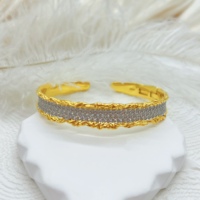S925 Vergoldetes Zirkon-Besetztes Wellenrand-Offenes Manschettenarmband