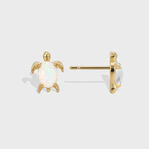 2024 Trendy Unisex Turtle Stud <b>Earrings</b> 14K Gold Plate <b>Opal</b> Stone Fashionable Party Jewelry Brass Material Wholesale Gift Idea - Product Image 3