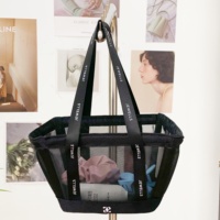 Panier de rangement en nylon à grande capacité personnalisé, panier de courses portable de qualité supérieure pour les cosmétiques et les voyages