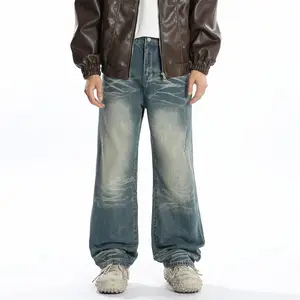 Custom Loose Men Streetwear Baggy Jeans Hip Hop Mens Oversized Jeans Pants Fashion Oversized Vintage Washed Denim Jeans