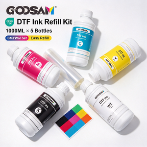 หมึกพิมพ์ DTF ยี่ห้อ Goosam สี CMYKW ชนิดน้ำ ใช้ได้กับหัวพิมพ์ Epson i1600 i3200-A1 XP600 สำหรับพิมพ์เสื้อยืด ขายส่ง - Product Image 1