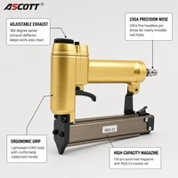 Pistolet à clous pneumatique compact ASCOTT P625 de qualité industrielle, calibre 23, capacité de 100 clous, pour l'encadrement de photos et le travail du bois fin