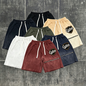 Custom Fashion French Terry Sweat Shorts Heavyweight 100% Cotton Screen Print Streetwear Vintage Sun Faded Acid Wash Shorts - Product Image 1
