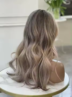 60-Highlight Ash Blonde Russian Human Hair 13*6 Peluca con malla frontal Sin procesar Estilo liso suave Color mezclado Tamaño de gorra pequeña