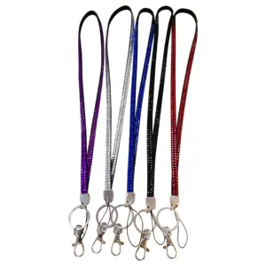 Colorful rhinestone bling glitter lanyard cell phone keychain short rhinestone lanyard