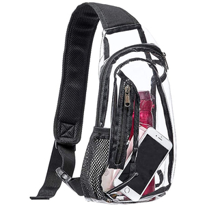Mochila de hombro cruzada de PVC transparente de alta resistencia para mujer, mochila de día de pecho informal aprobada por estadio, bandolera transparente - Product Image 1