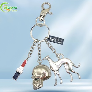 <b>Custom</b> Zinc Alloy Keychain Skull Greyhound Dog <b>Lipstick</b> Pendant Keychain for Fashion Bag Charm Luxury Handbag Girls Gifts - Product Image 2