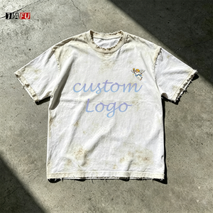 Streetwear Organic Cotton Tshirt Wash Distressed <strong>Men's</strong> Ribneck <strong>T</strong>-<strong>Shirt</strong> Oversized Custom Graphic Tee Vintage Hip-Hop <strong>t</strong> <strong>Shirt</strong> <strong>Men</strong> - Product Image 1