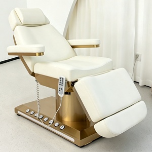 Table de soin électrique inclinable de style luxueux avec cadre en acier doré, lit pour extensions de cils moderne et luxueux, 3/4 moteurs réglables pour salon, boutique, <span class=keywords><strong>spa</strong></span> - Product Image 2