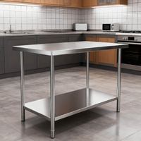 Cuisine commerciale Table de travail en acier inoxydable Tube Design 2 niveaux Durable Résistant à la corrosion Garantie 5 ans Boulangerie Restauration